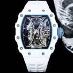 RICHARD MILLE RM53-01  Replica White TPT Quartz Fiber White Rubber Strap